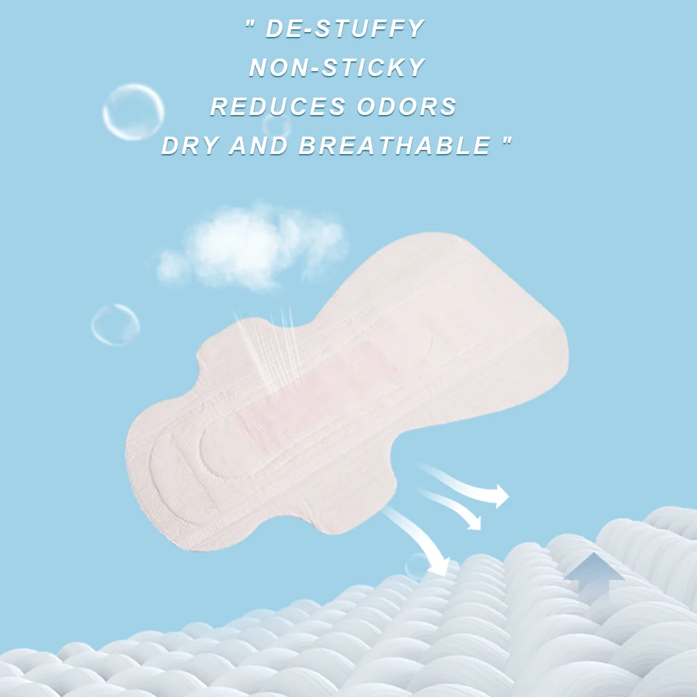 Factory Wholesale Breathable Cotton Sanitary Napkin Ultra Absorbent Overnight Pads with Wings