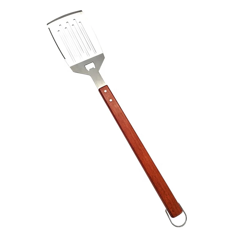 Stainless Steel BBQ Slotted Turner Spatula Cooking with Long Handle, Perfect for Campfire Grilling and At-Home BBQ Camping