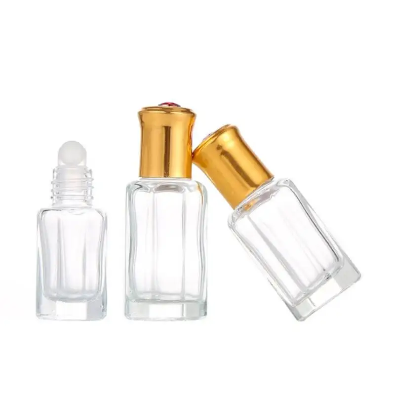 Arabian Anise Glass Clear Oil Essential Bottle Octagon Roll on Roller Empty Attar Arabian Oud 3ML 6ML 12ML Essential Oil Bottle