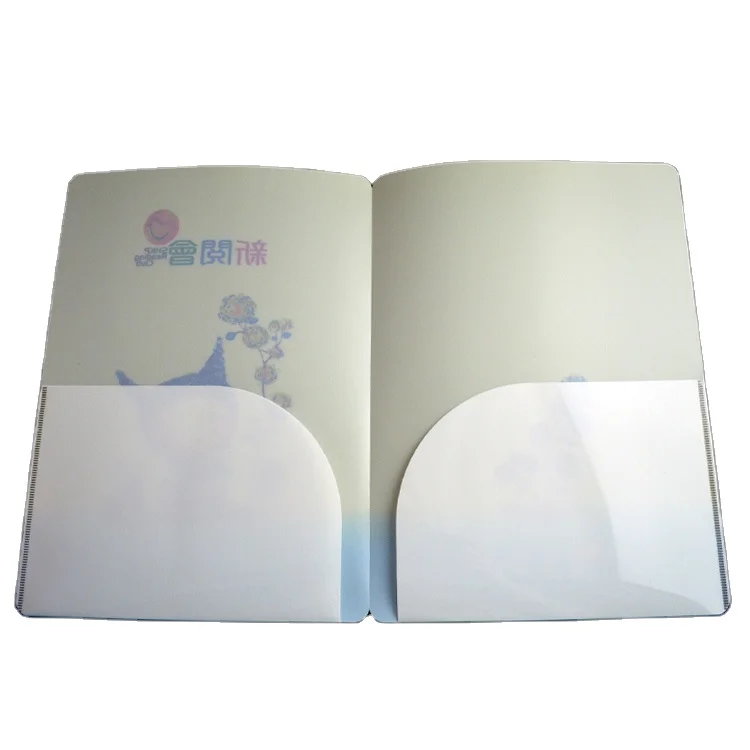 Custom Logo Printed A4 Size PP Plastic File Folder with 2 Pockets