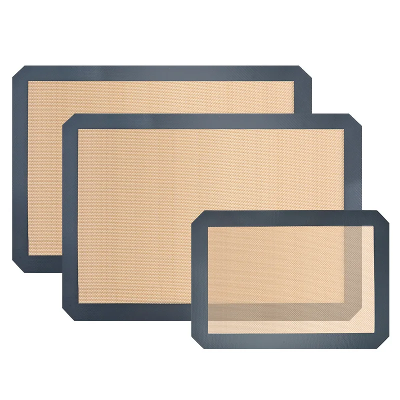 Yellow bottom grey edge glass fiber food grade oven baking tray mat baking kneading mat baking