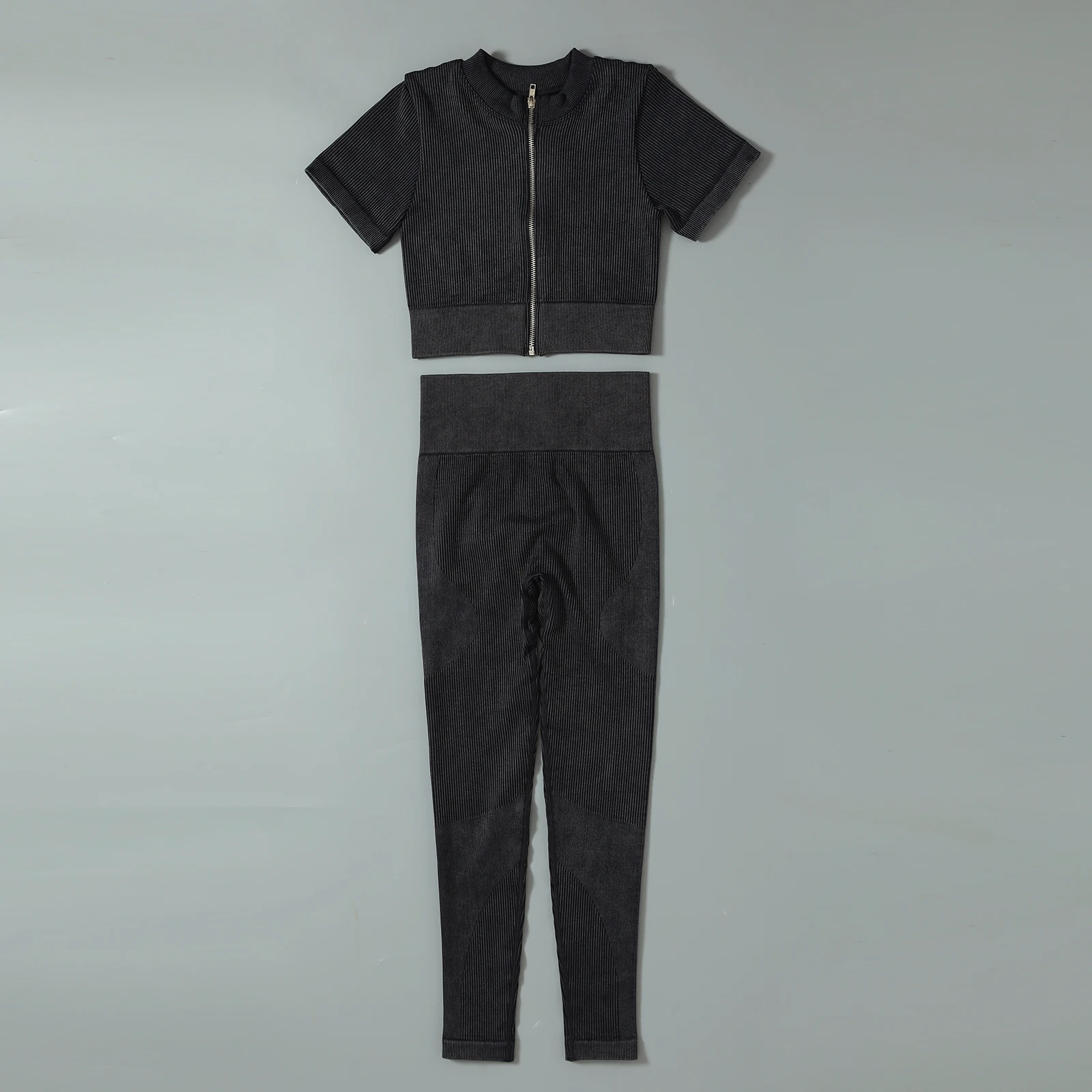 High Elastic Wholesale Seamless Ribbed Yoga Activewear Jogging Suit Women Set Fitness Clothes