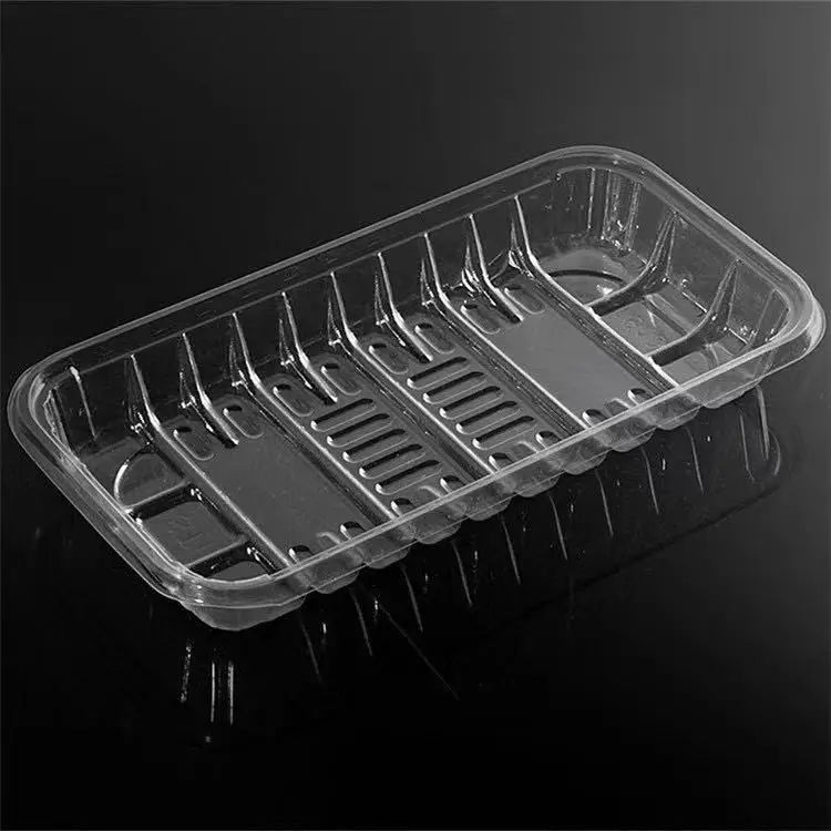 Hot Selling Food Grade Black White Disposable PET Plastic Blister Containers Clear Fruit Tray Packaging Box