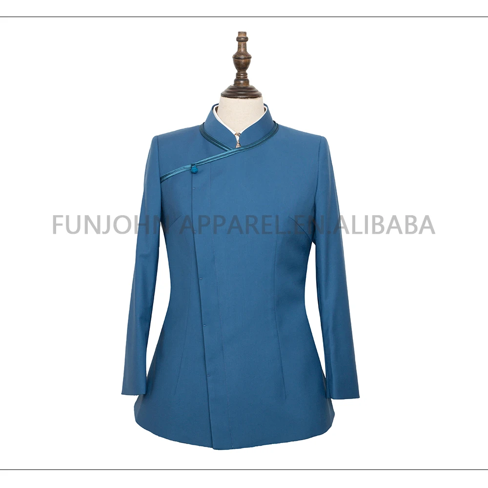 China style slate color ventilation arm staff uniform design cleaning uniform for yacht cruiser liner