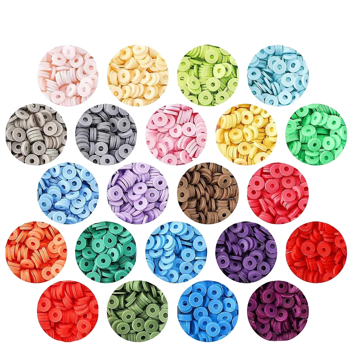 Hot Selling  Clay Beads For Bracelet Making Kit 56 Colors Spacer Heishi Beads Flat Round Polymer Clay Beads For Jewelry Making