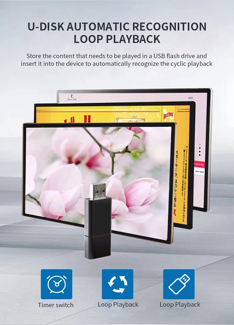 Android & Windows OS LCD Screen Monitor Public Airport Retail Store Shopping Mall Subway Welcome Display for Elevator Animation