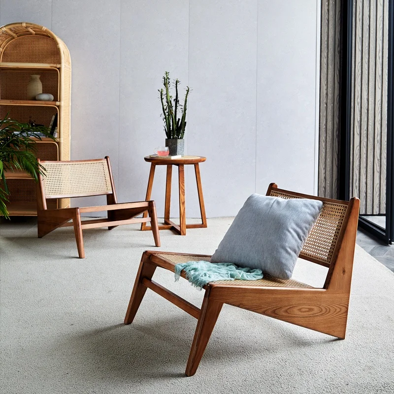 Современное кресло для гостиной pierre jeanneret le corbusier из ротанга цельной древесины кресло-кенгуру отдыха