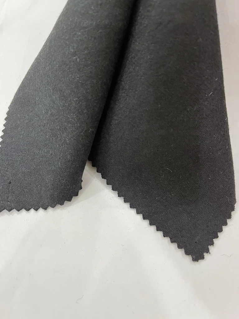 Plain Black/Green Polyester Wool Cotton Viscose Knit Fabric For Winter Coat ZY005 black/ZY005-1