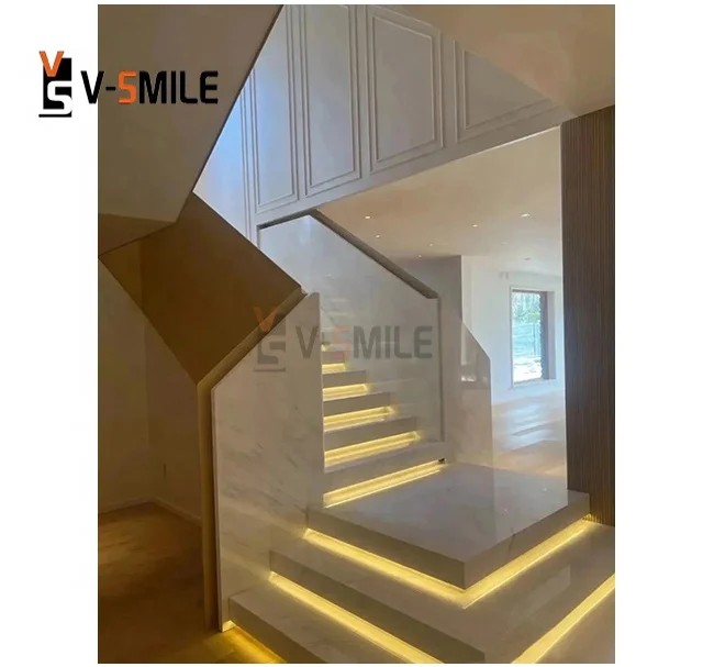 modern Greek Ariston white marble stairs interior marble stair design for house villa marble stair