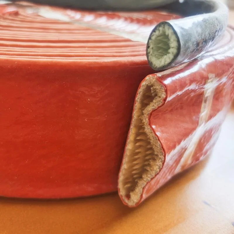 Iron oxide red Silicone Fiberglass Thermal insulator Fiberglass protective fire sleeve hydraulic hose sleeve
