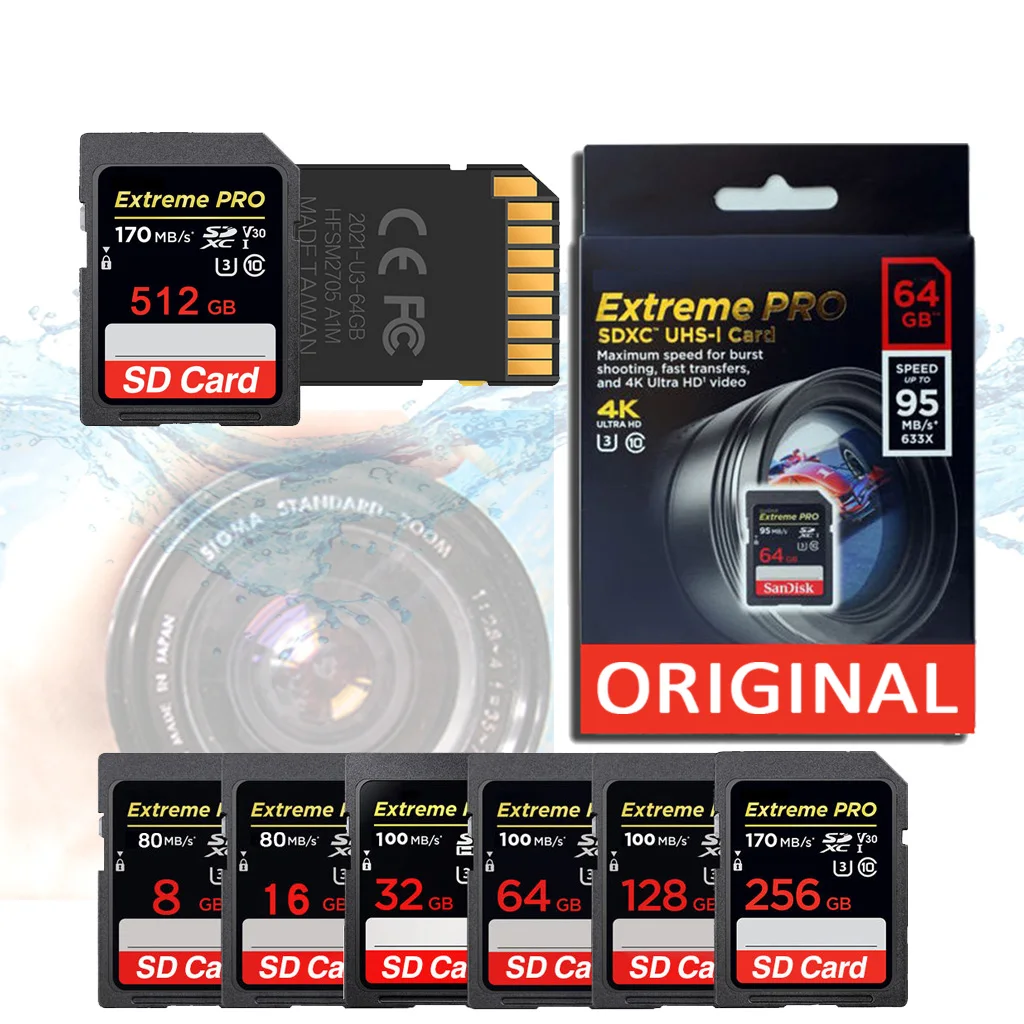 Real Capacity 64Gb 128Gb SD Card Manufacturer Cheap Price 16/32/128/512GB Card for Sandisk Adapter for Samsung Camera