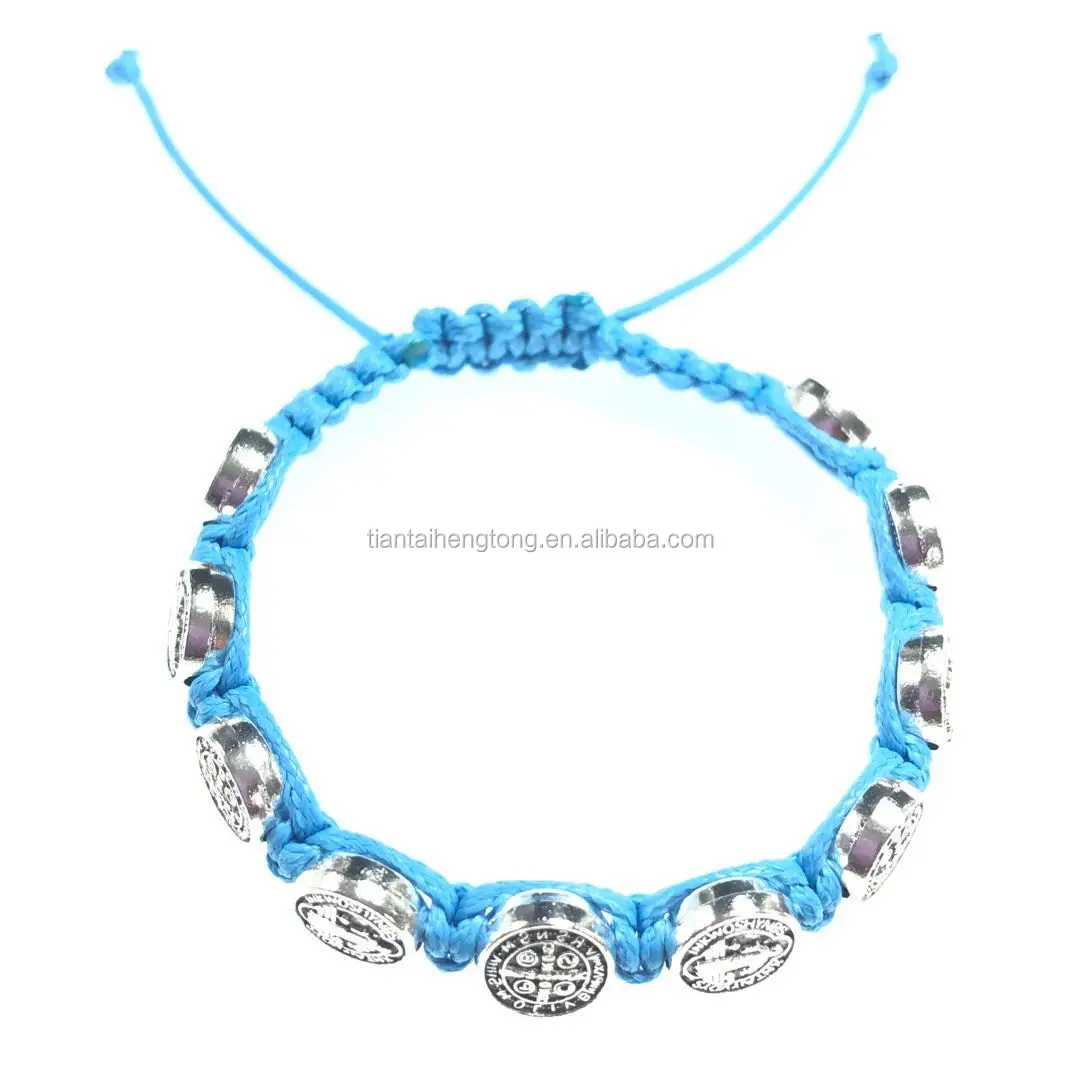 st benedict bracelet wax cord hand knitted rope bracelets in red pink green blue black orange color