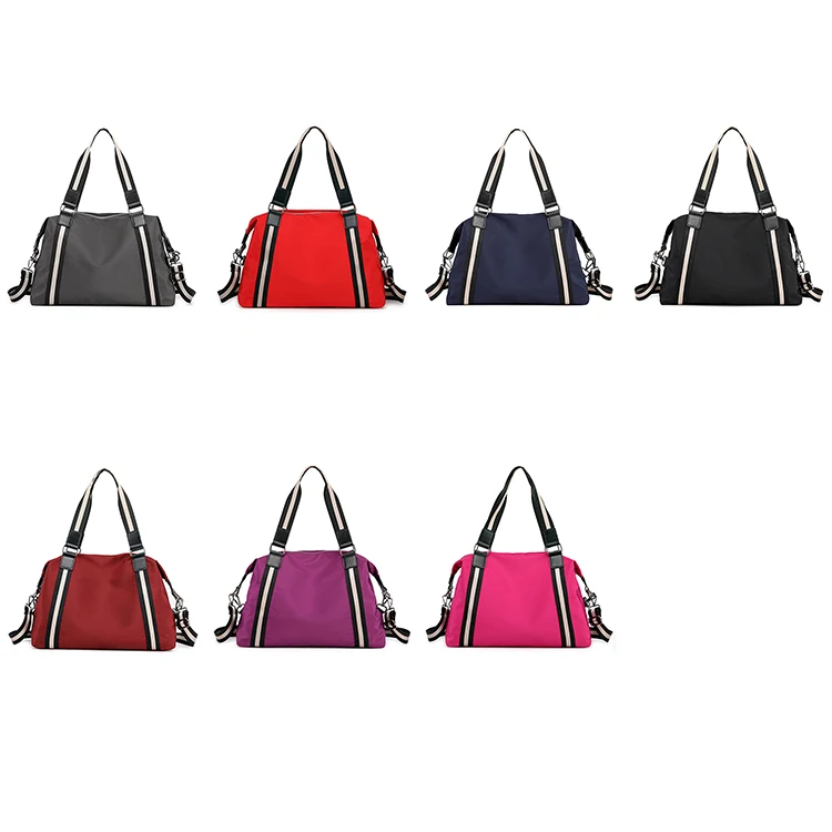 Custom waterproof  light weigh tote gym bag nylon handbags large capacity women shoulder travel bag