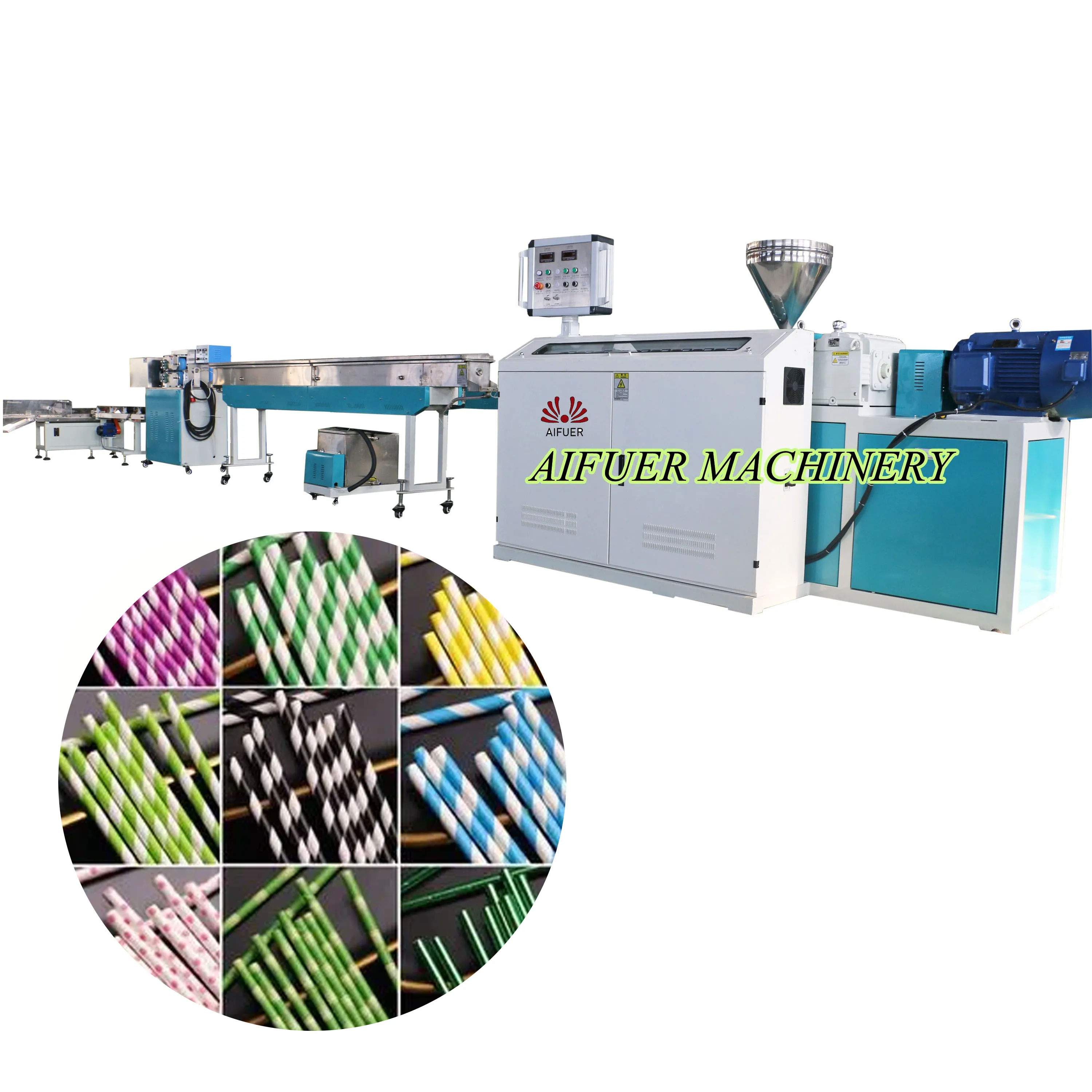 Drinking single cutter paper plastic rice straw paper extruder drinking straw making machine