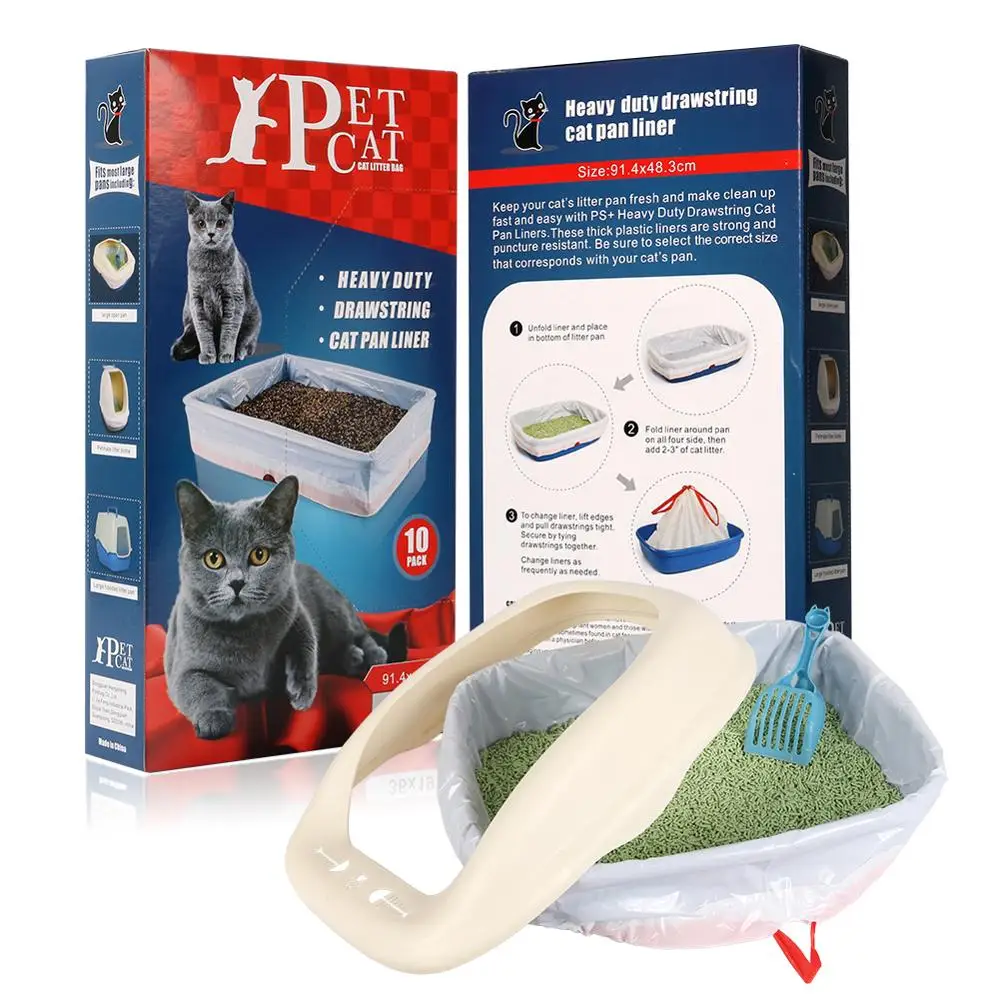BENBEN Cat Litter Box Liners, Drawstring Large Kitty Litter Pan Bags Jumbo Extra Durable Pet Cat Supplies