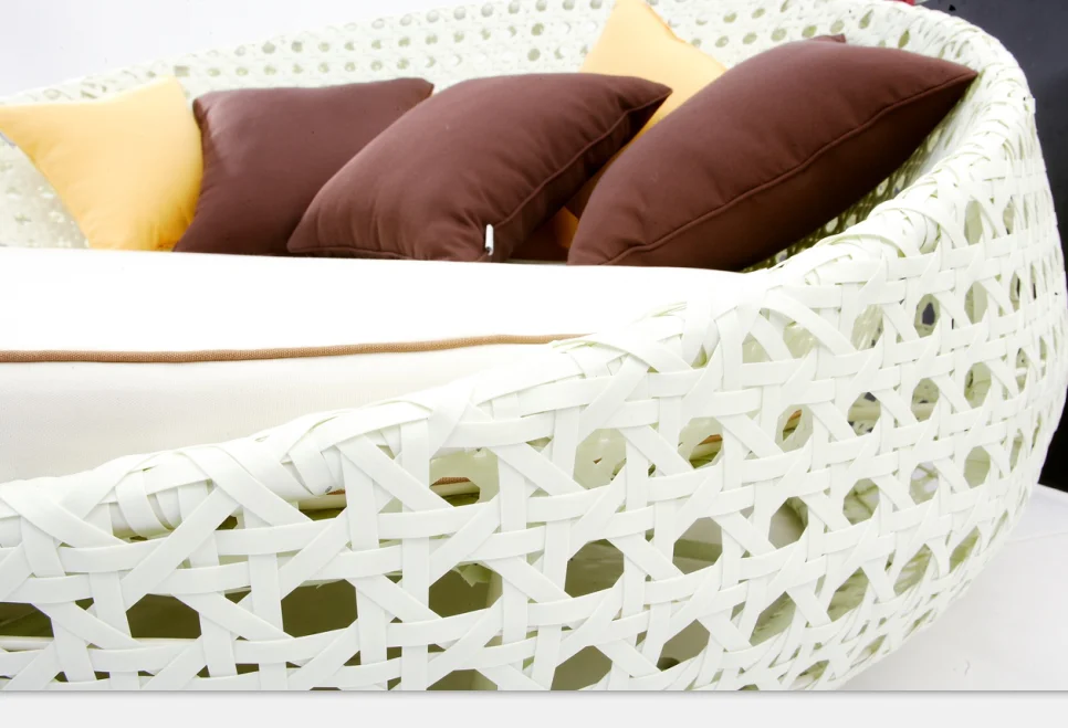 White resin wicker patio outdoor garden lounge sofa set poly rattan furniture