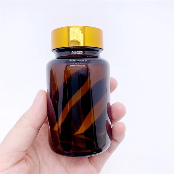 Amber Clear Glass Packer Bottle Food Bottle Medicine Pill Vitamin Capsule Bottles With gold Lids 120ml 150ml 200ml 250ml 500ml