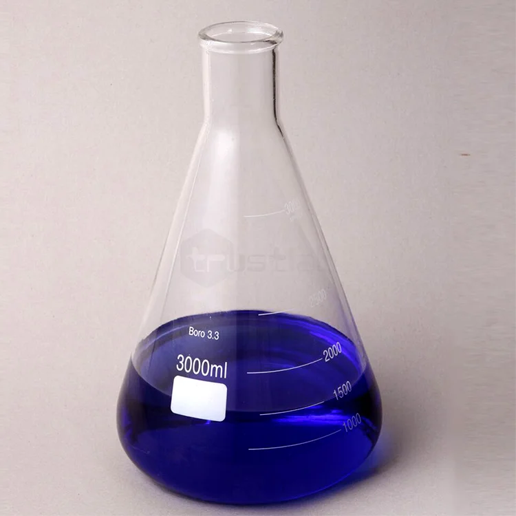 custom logo conical flask used in laboratory glassware bottom flask 100ml 250ml 500ml 1000ml 5000ml conical flask