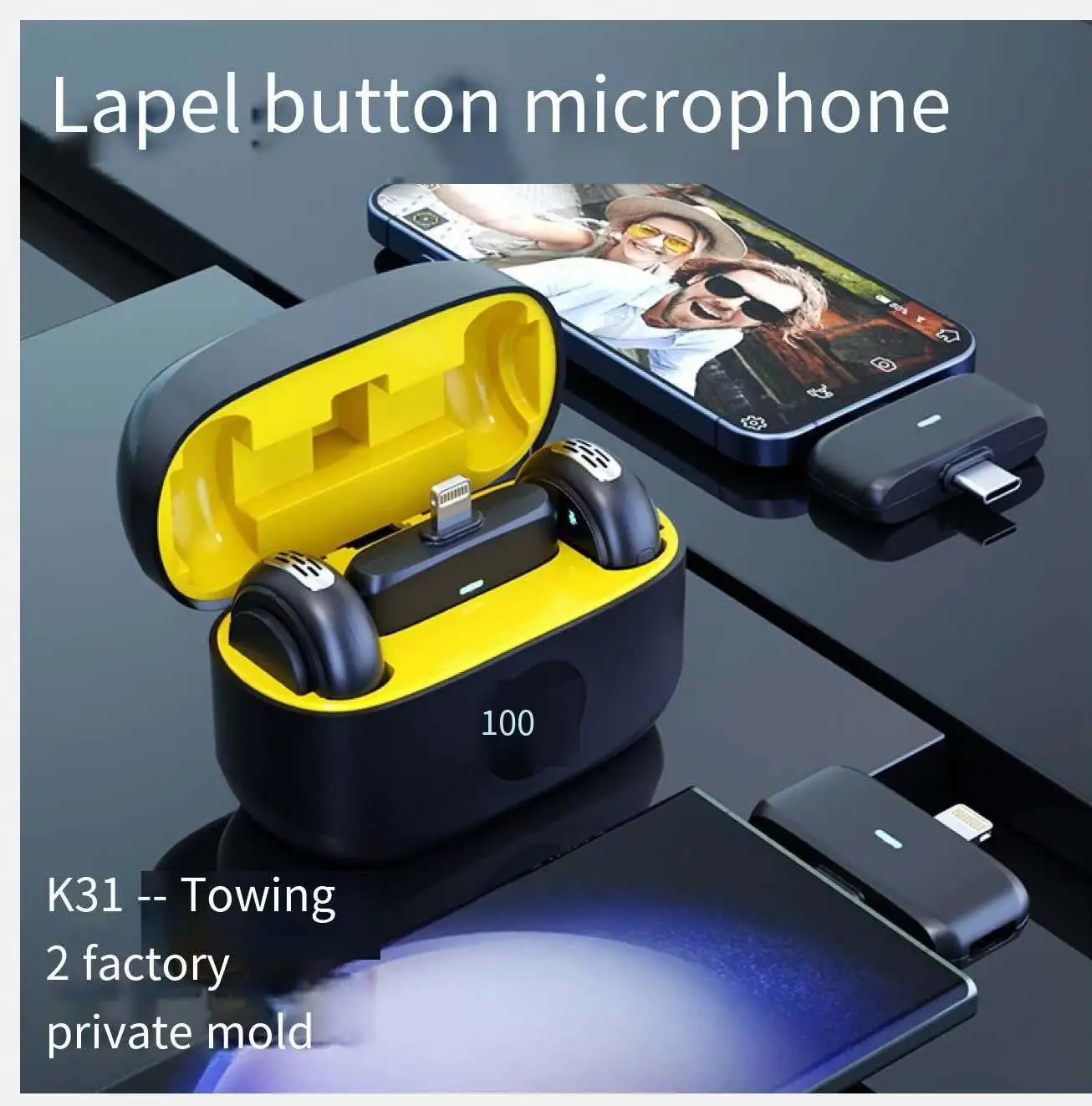 2024 2-in-1 plug and play wireless lavalier microphone with noise cancelling function K31, TikTok portable podcast