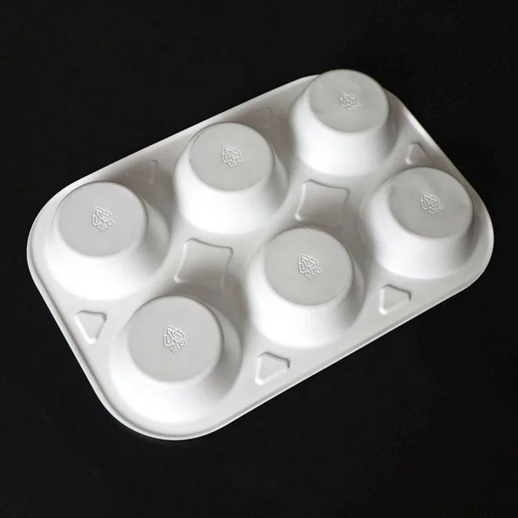 6 compartment white disposable plastic blister pastry food cookie tray mochi ice cream cake packaging