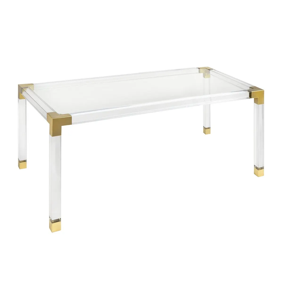2021 hot sale clear square  tee joint dining table with glass top