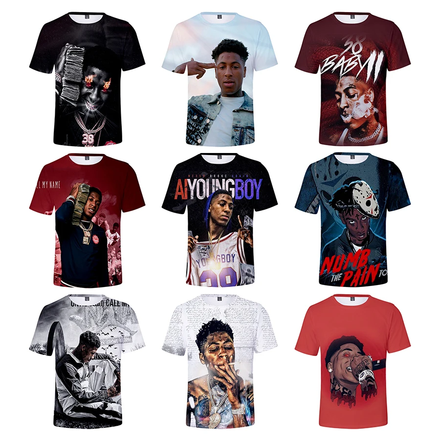 Young Boy Never Broke Again 3D Printed Shirt for Men Rapper Character 3D Printing Shirt From Men Short Sleeve Funny Tshirt