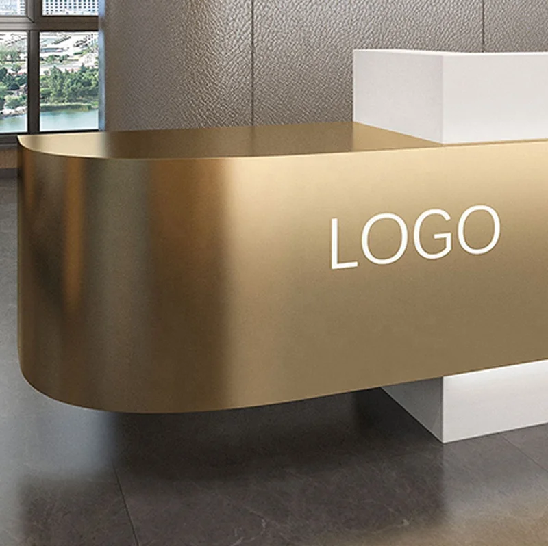 Factory Customize Company Front Guild Welcome Desk Conference Room Computer Console Table Led Work Station Reception Desk