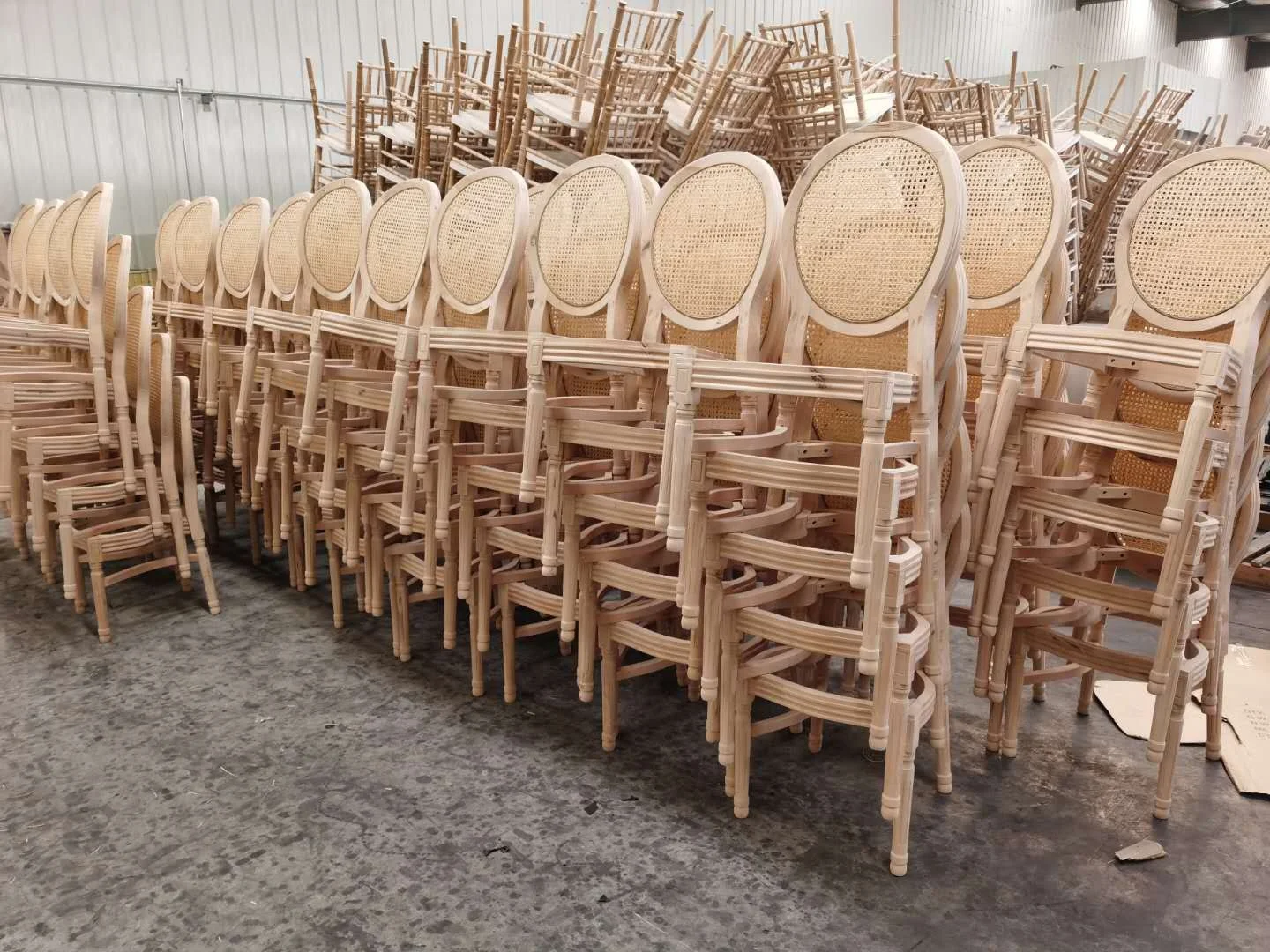 Round Back Cane Wicker Rattan Mesh Back Wood Restaurant Catering Cafe Dining Chair