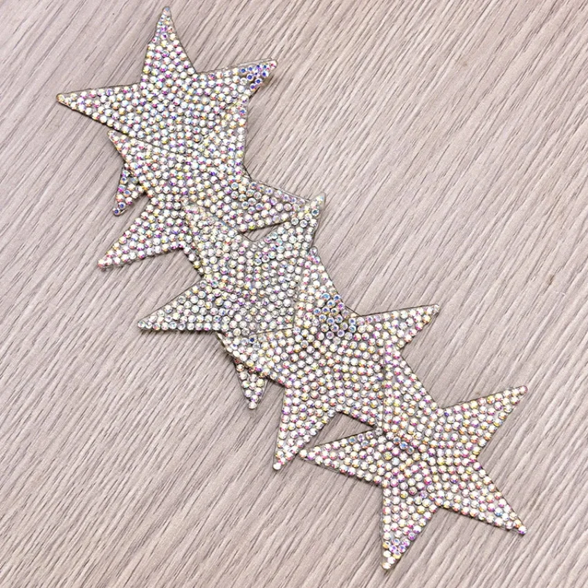 Wholesale Custom Iron On Patches for Cloth Star  Shaped Sequin Beaded Rhinestone Appliques