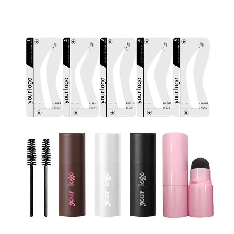 Wholesale OEM Brow Powder Stamp Stencil Kit Seamless Hold Professional Sweat Proof One Step Powder Eyebrow Set