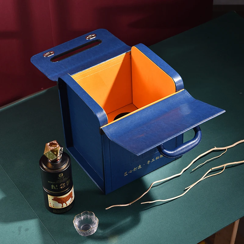 High-End PU Leather Wine Box Wholesale Sale Cheap Price for 2 Bottles for Wooden Box