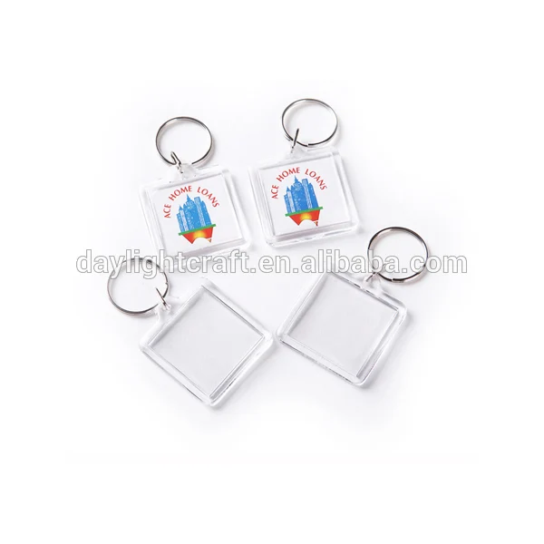 intrusive blank transparent square plastic keychain