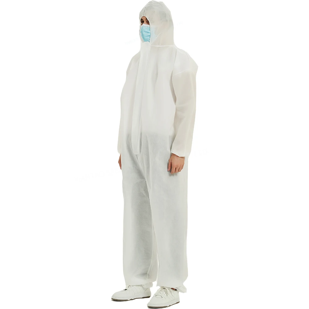 Disposable Nonwoven Coverall with Hat Farm Overalls with Feet Waterproof and Dustproof  with Manufacturer Cheap Price