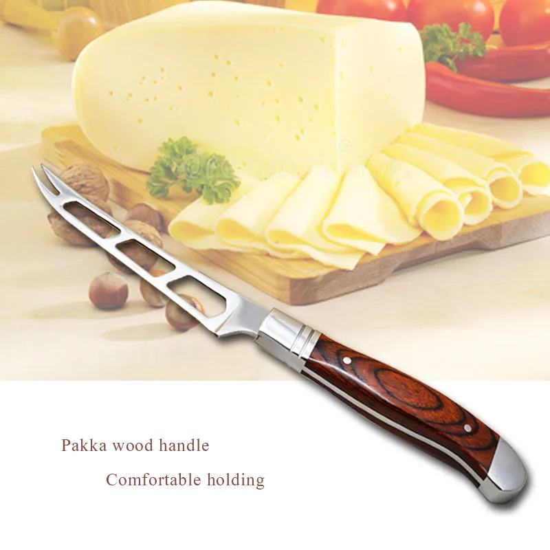 Top Sale Laguiole Cheese Cutter Set New Design Wooden Handle Stainless Steel Knife Kitchen Table Accessories Rubber Gift Box