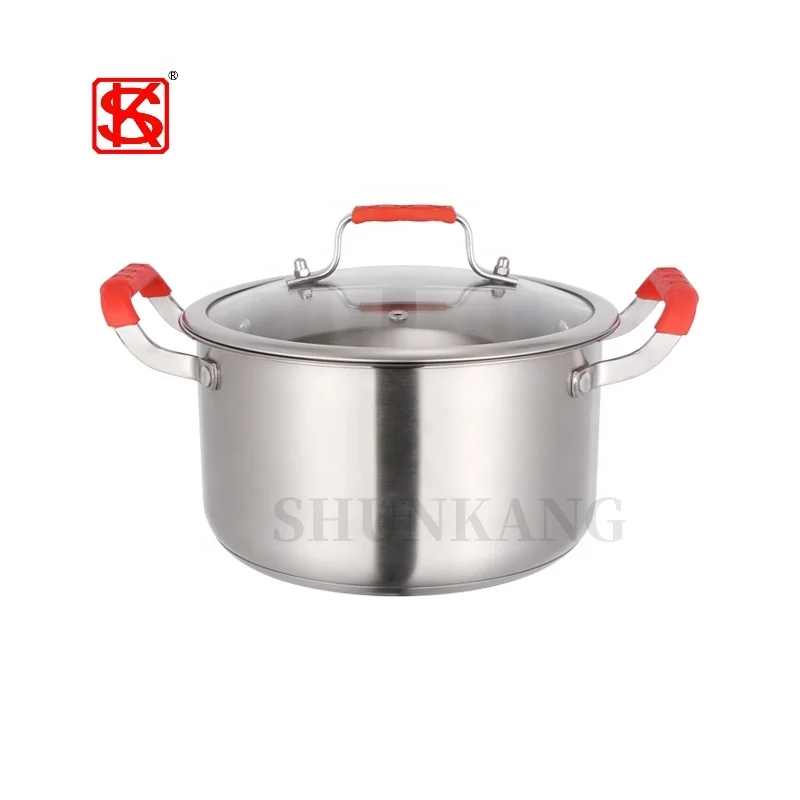 2 Layers Stock pot with steamer 304 Stainless Steel Steam Pot With Silicone Handle