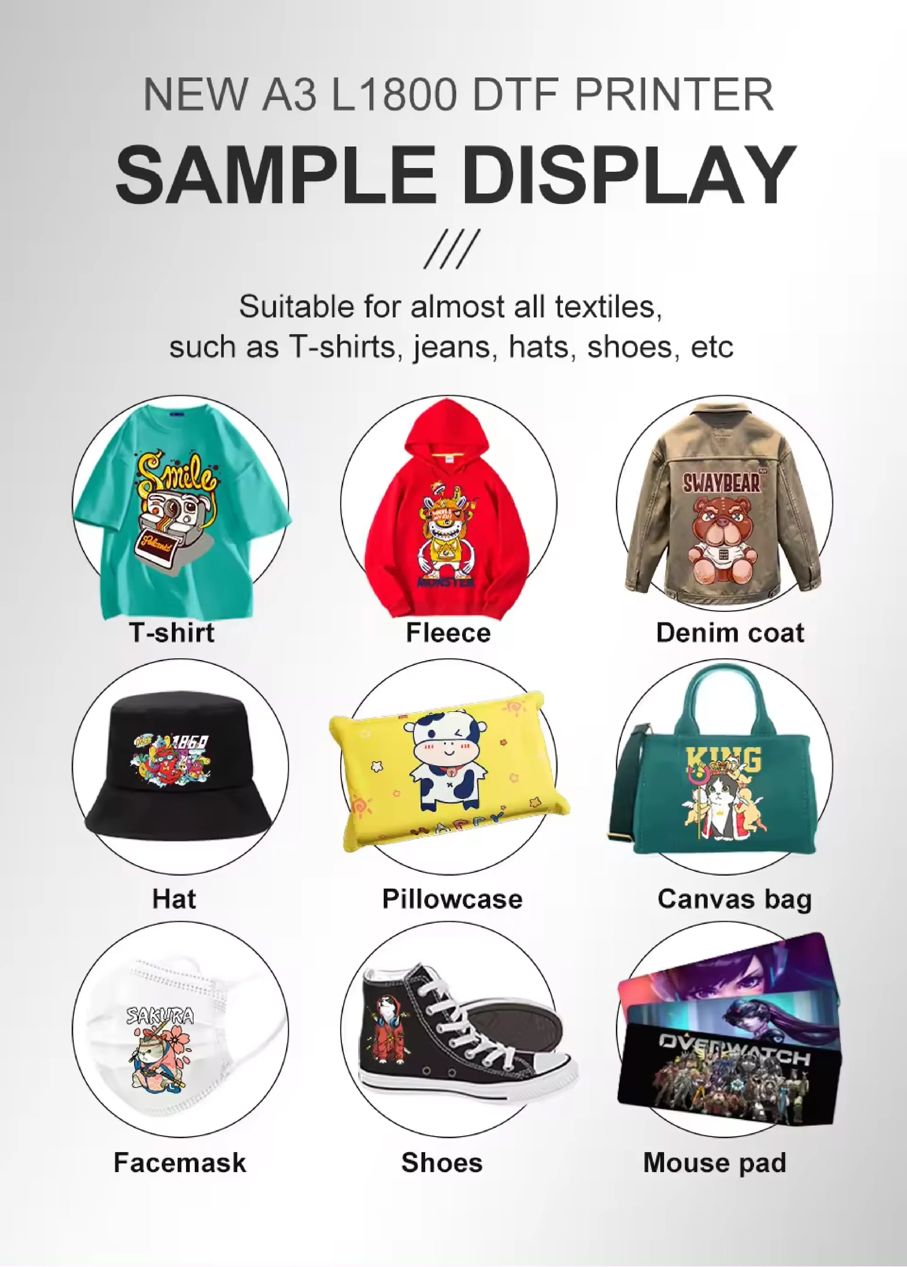 A4 colorful Ink DTF Printer HD picture print good stable quality multifunctional printer for garment