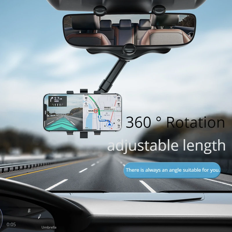 Car Phone Holder Mobile Stand 360 Degree Rotating Auto Rear View Mirror Bracket Adjustable Phone Holder For Car