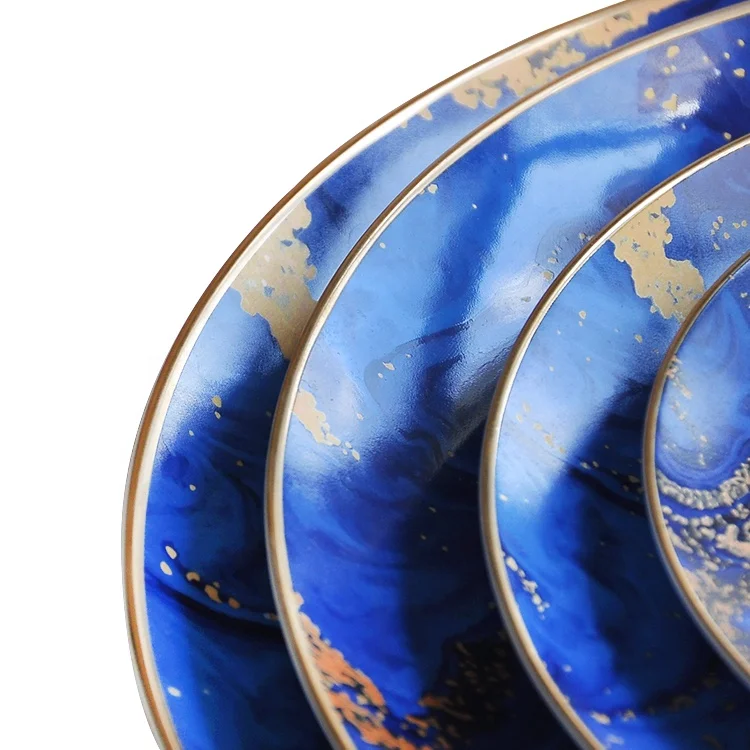 Ceramic nordic blue and white dinner plate