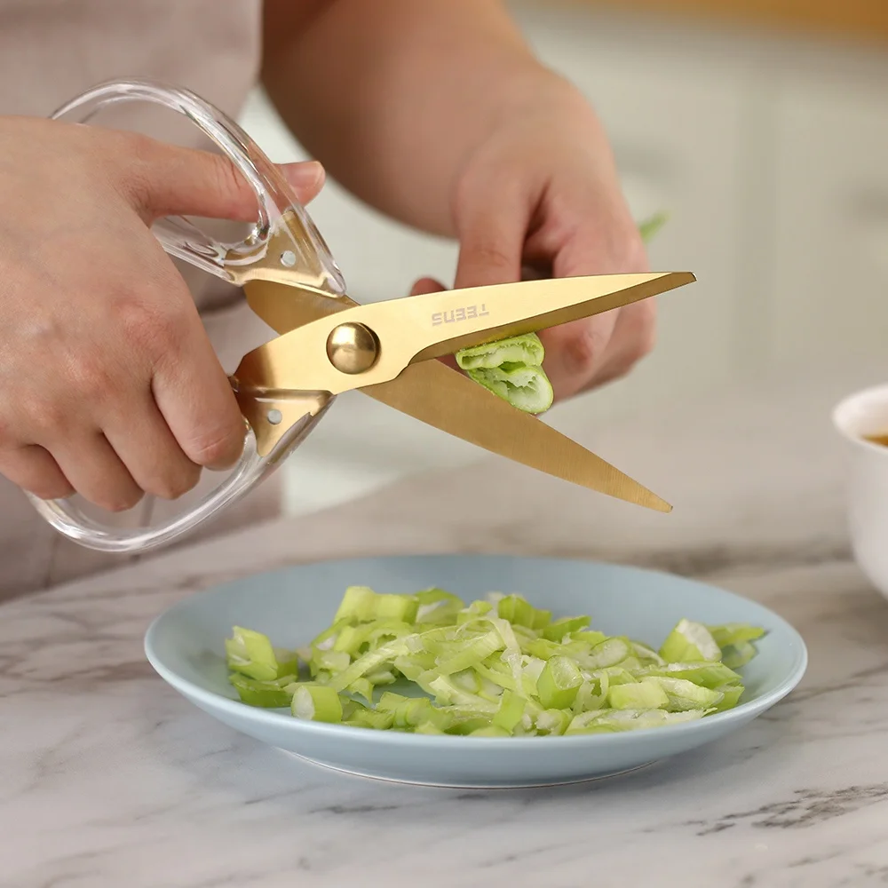 2023 Cocina Kitchen Powerful Scissors Heavy Duty Multifunction Stainless Steel Kitchen Scissors With Acrylic Handle