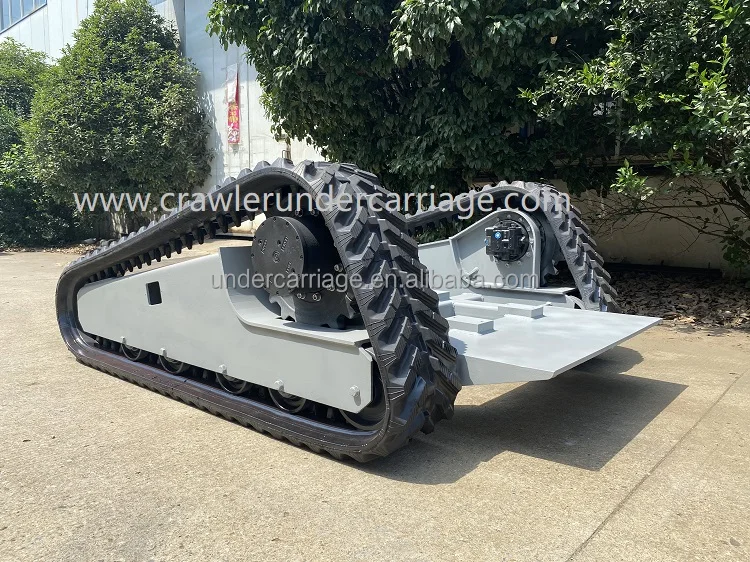 Custom triangle frame rubber track undercarriage with hydraulic motor for crawler fire-fighting robot from China manufacturer