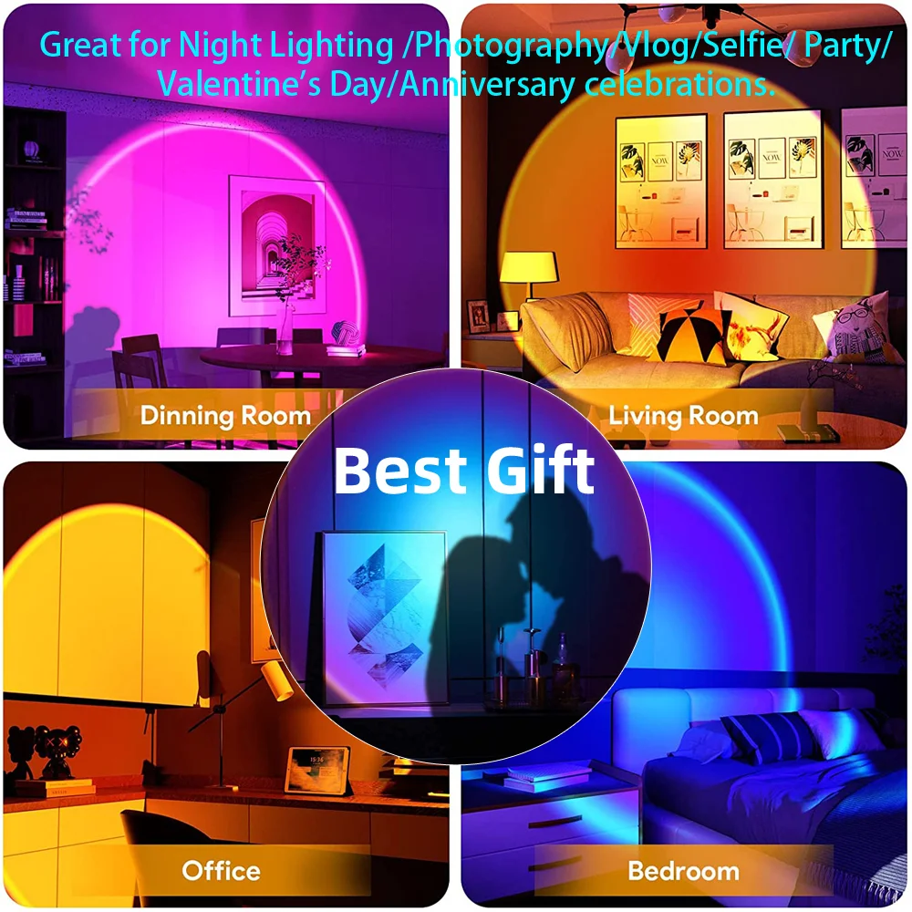 Sunset Projection Lamp Color Change Aluminum Alloy Projector Smart App Rainbow Lamp LED  Light Halo Lamp
