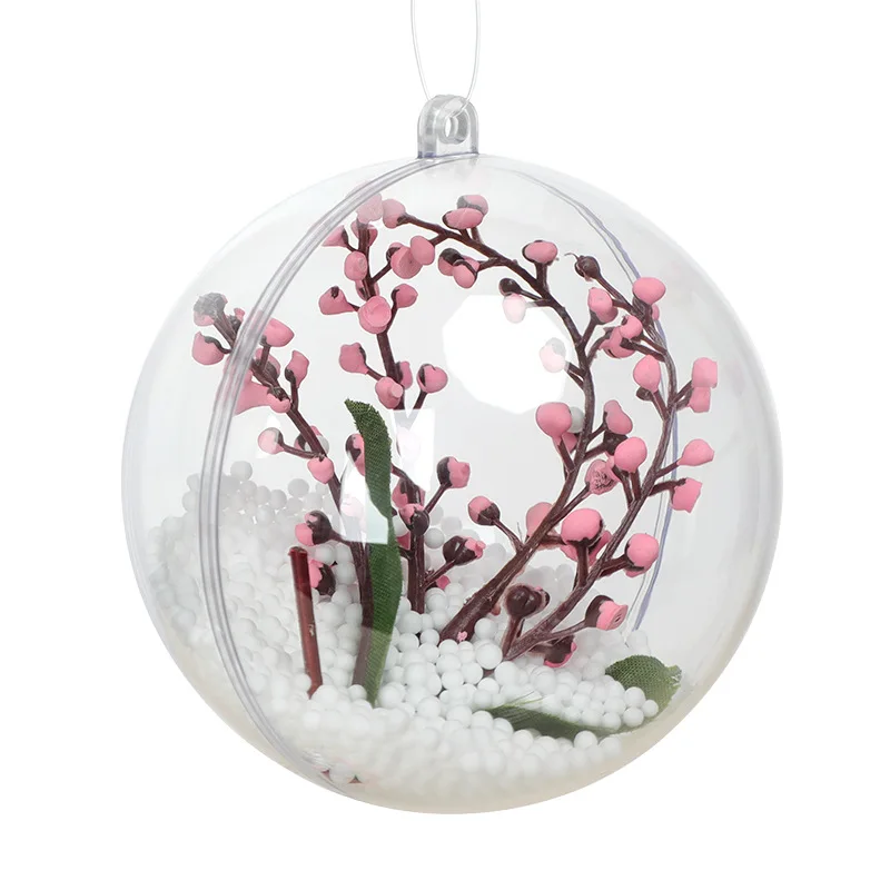 Wholesale Transparent plastic round Hollow ball  Christmas Decoration Pendant flower candy ball