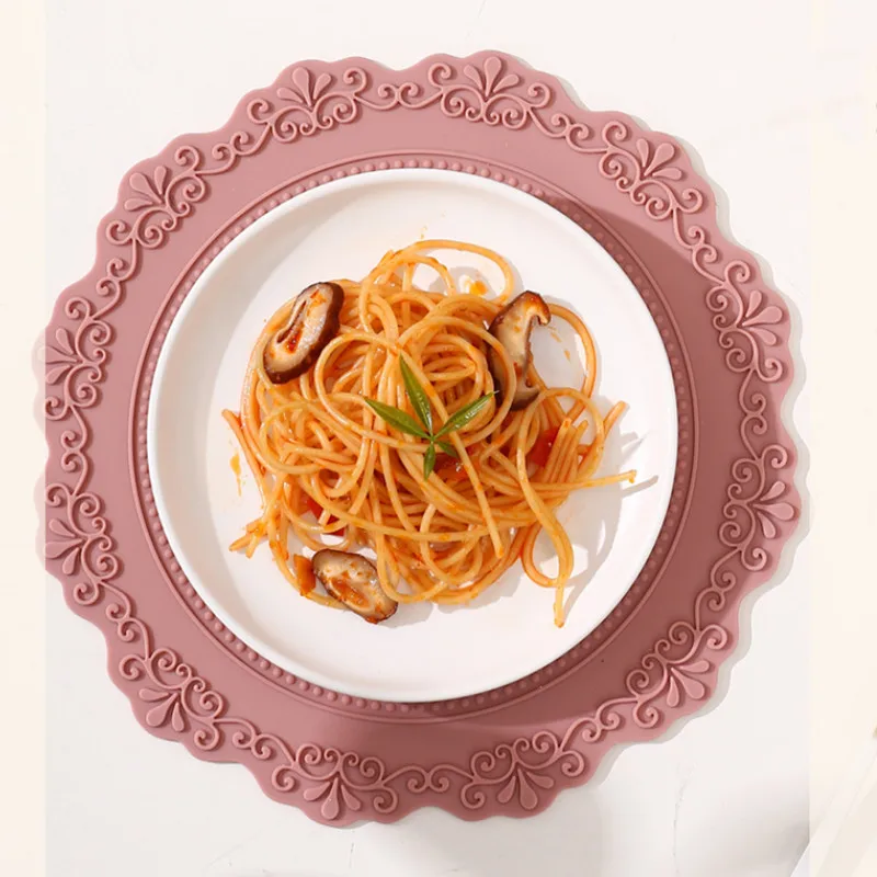 Kitchen Heat Resistant Pan Pads Hot Dishes Pot Holders rcustom Silicone silicon rubber pvc Silicone Lace Placemat