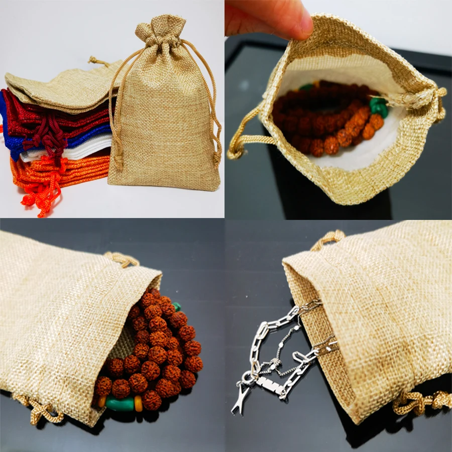 Burlap Linen Jute Drawstring  customizable logoparty dinner gift packaging bagwedding candycoffee beans jewelry gift bag