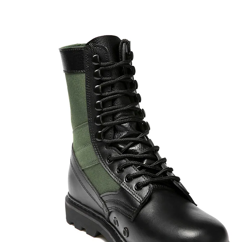 split cow leather with canvas upper rubber sole with sewing combat tactical combat boots for cambodian tactical
