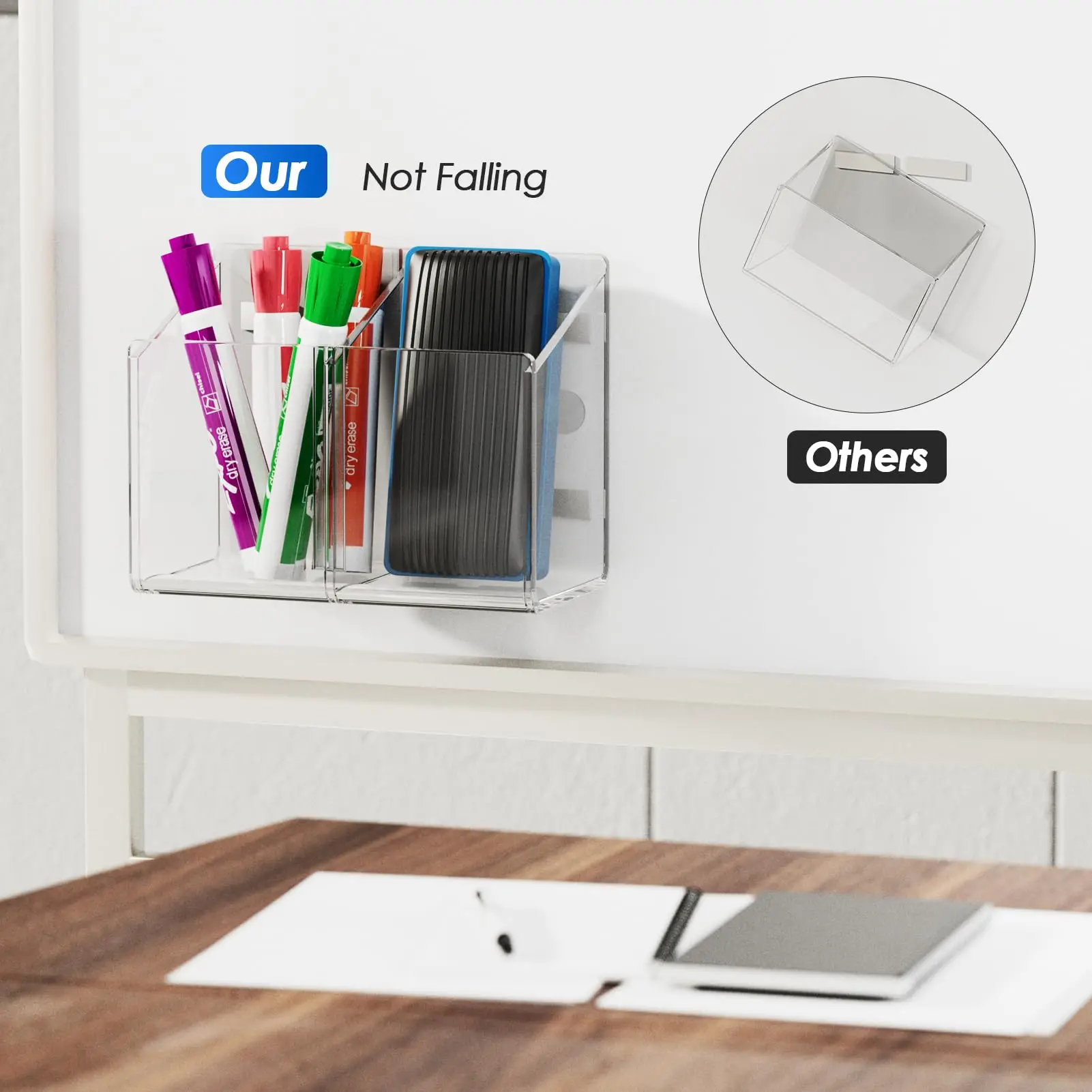 Magnetic Clear Dry Erase Marker Holder Refrigerator Whiteboard Wall Storage Cabinet Organizer Acrylic Magnetic Pen Holder