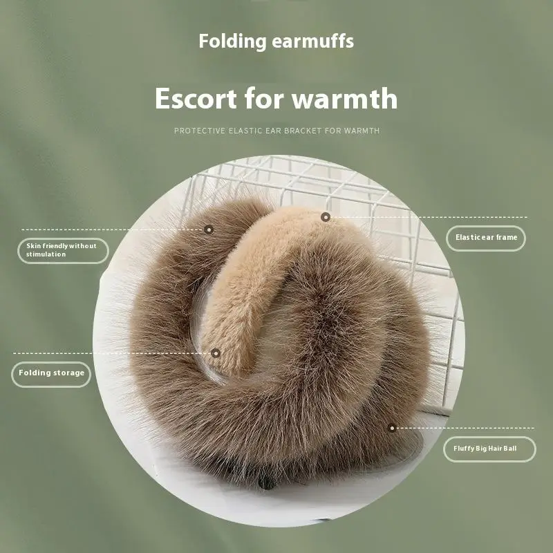 Girls Furry Soft Winter Outdoors Warm Fur Plush Foldable Earmuffs For Children Adult Women Cute Warmer Ear Muffs