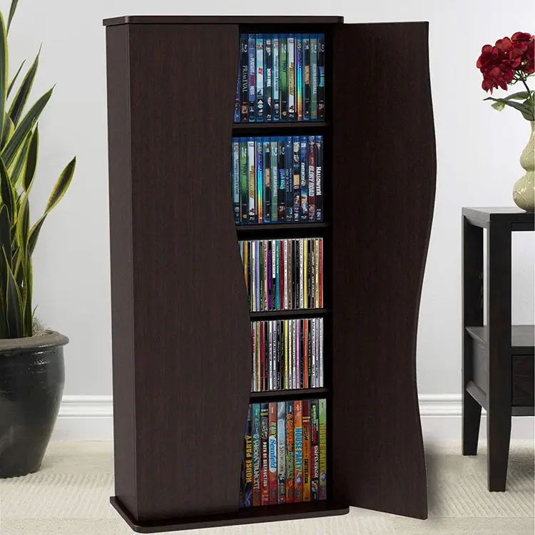 Book Storage Cabinet Stylish Multimedia Storage Cabinet Holds 198 CDs 88 DVDs or 108 Blu-Rays 4 Adjustable and 2 Fixed Shelves
