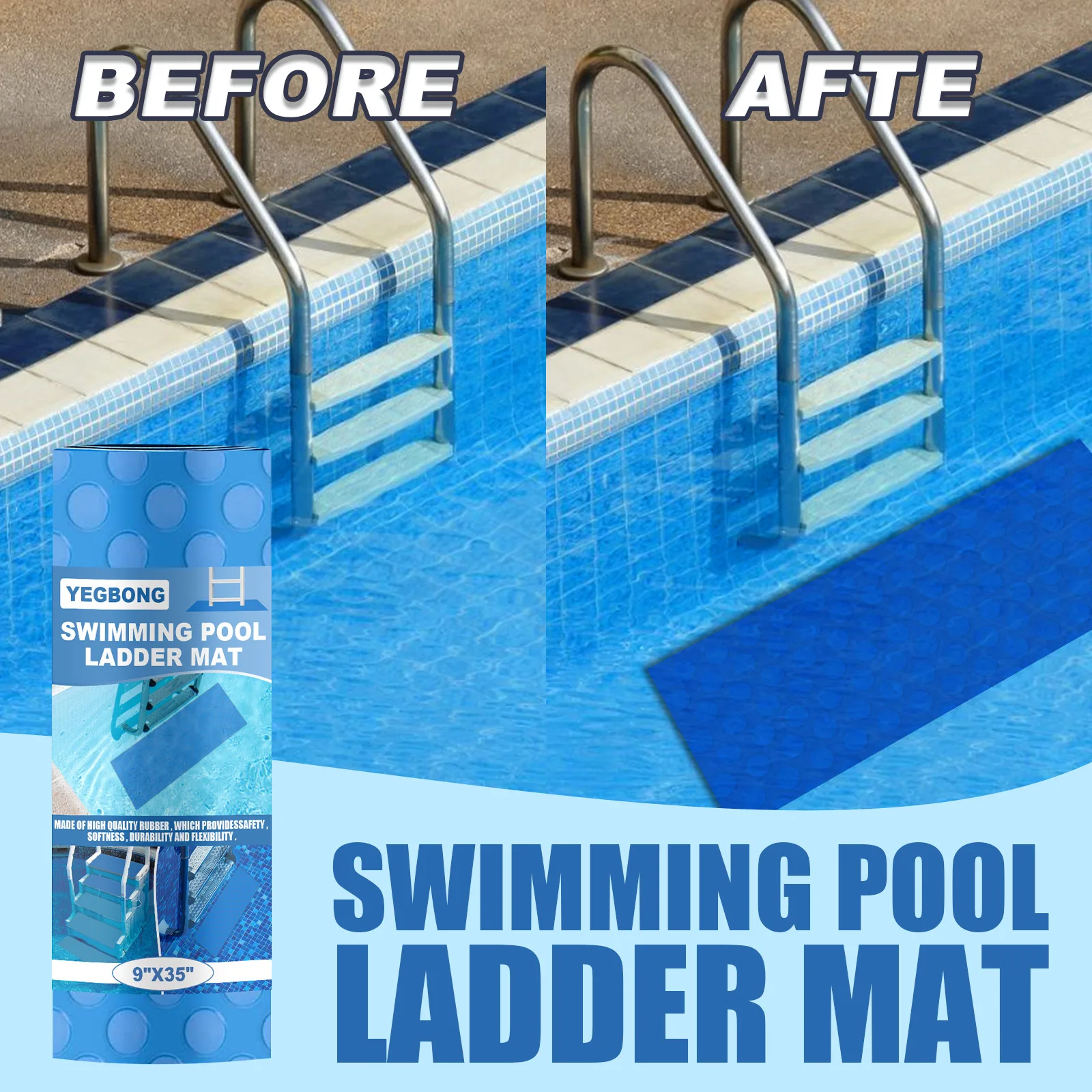 Yegbong OEM ODM Swimming Pool Ladder Mat Wear Resistant Anti-Slip Foot Mat Protect Swimming Pool Ladder Safety Mat for Swimming