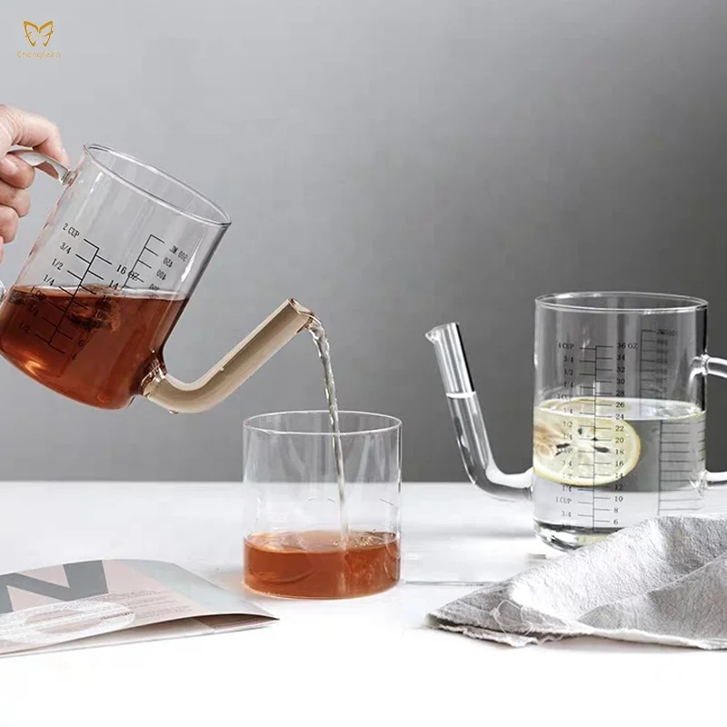 high borosilicate glass oil ,coffee ,tea separator with measurement ,glass decanter